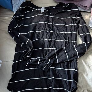 Black and White Striped Workout Top